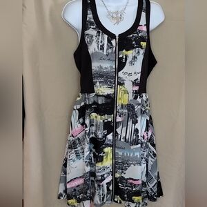 Stylish Black and Multicolor Sleeveless Dress